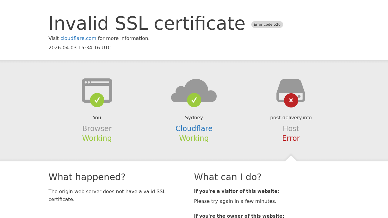 Screenshot of post-delivery.info