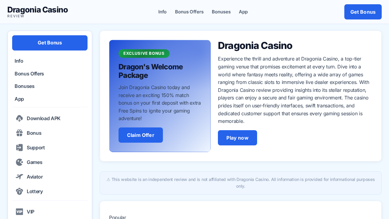 Screenshot of dragonia-casino.us captured during the scan