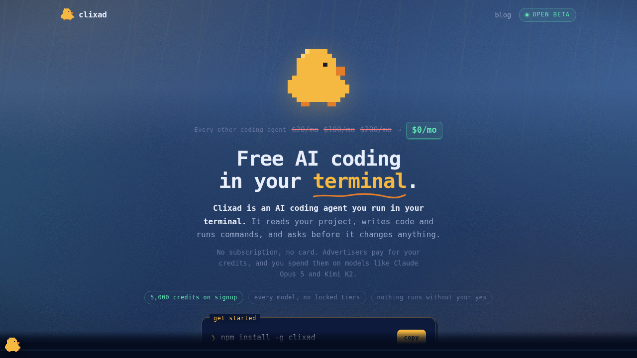 Screenshot of clixad.io captured during the scan