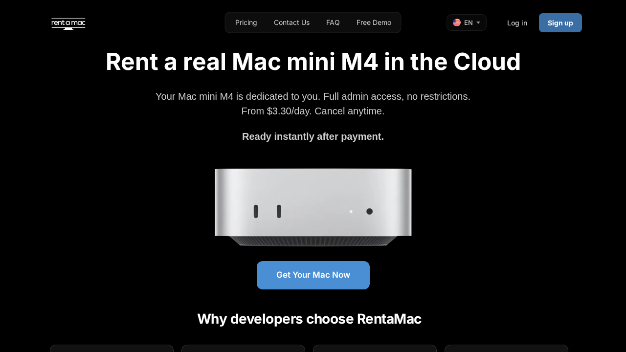 Screenshot of rentamac.io captured during the scan