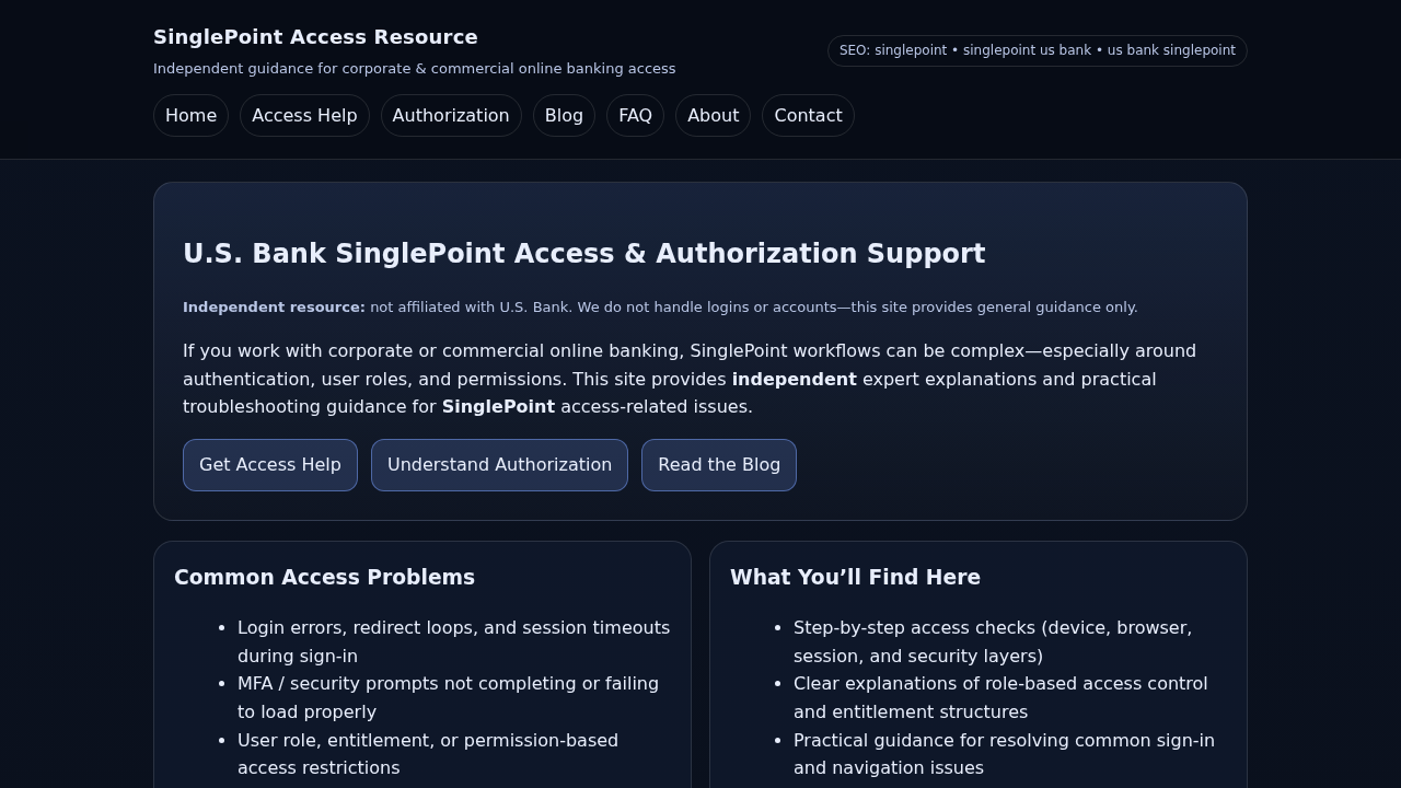 Screenshot of singlepoint-access.com captured during the scan