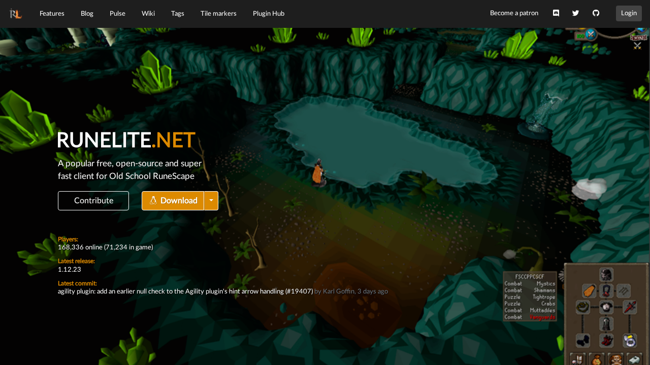 Screenshot of runelite.net
