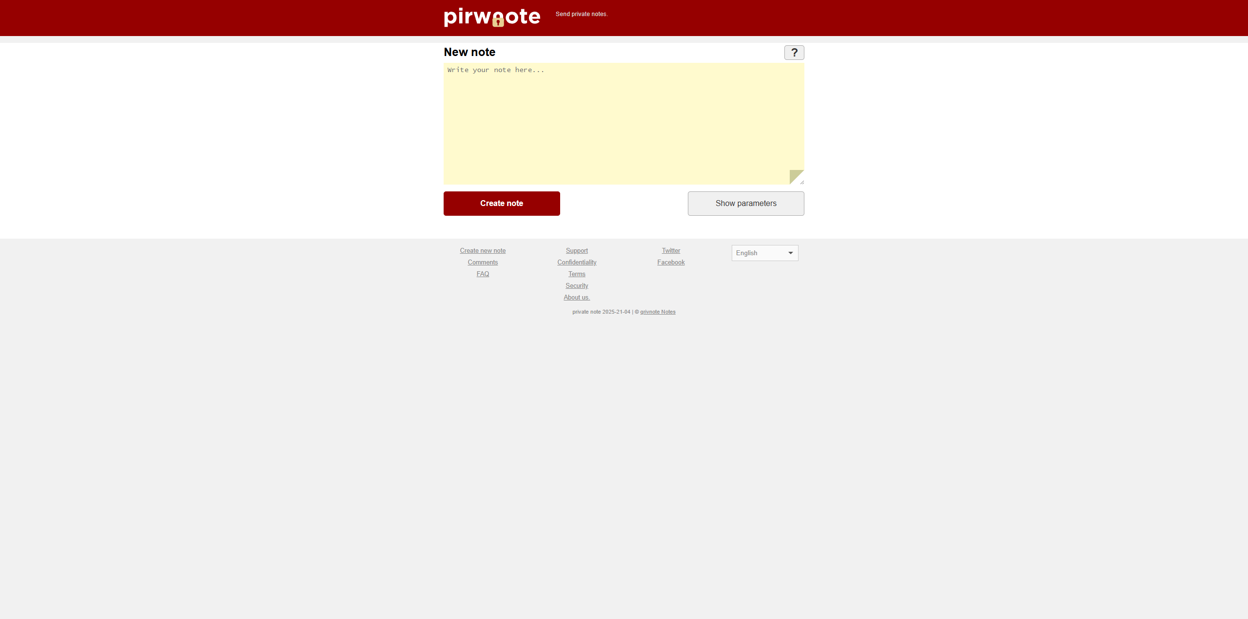 Screenshot of qrivnote.com