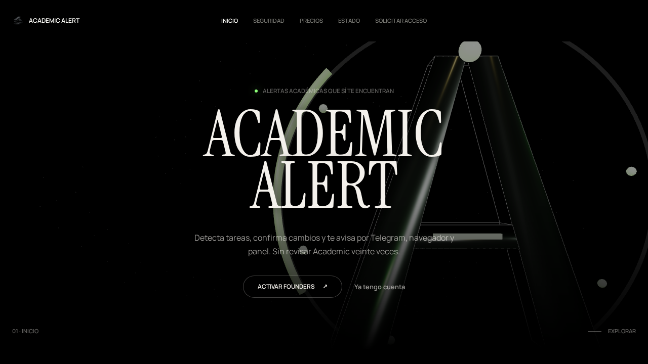 Screenshot of academic-alert.com captured during the scan