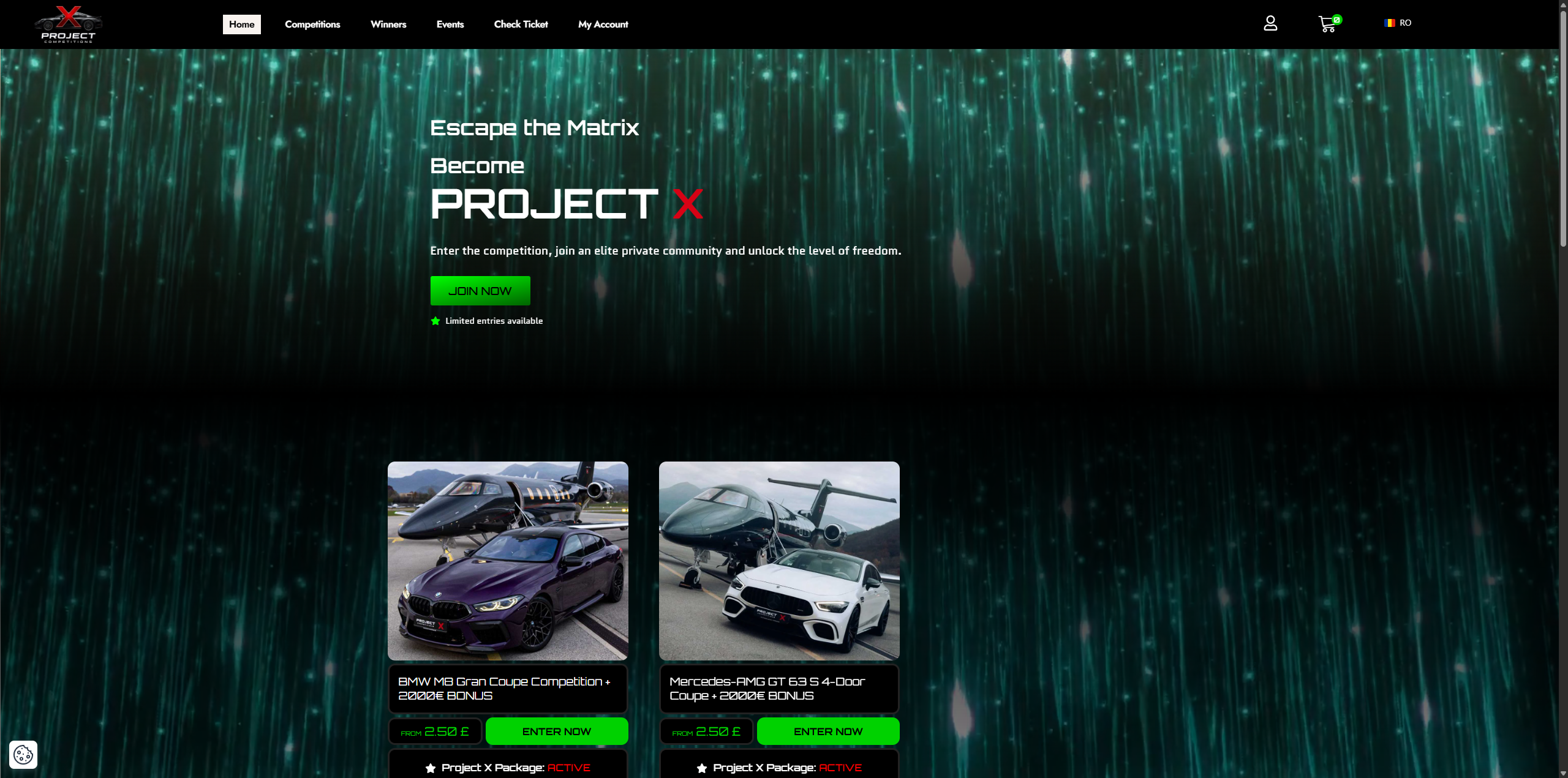 Screenshot of projectxcompetitions.com