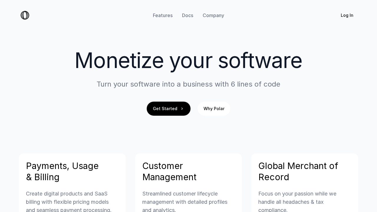 Screenshot of polar.sh