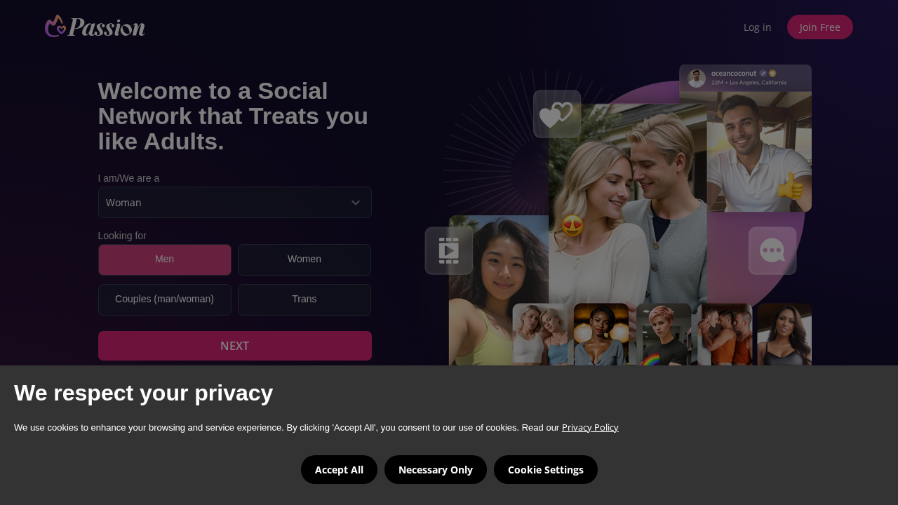 Screenshot of passion.com captured during the scan