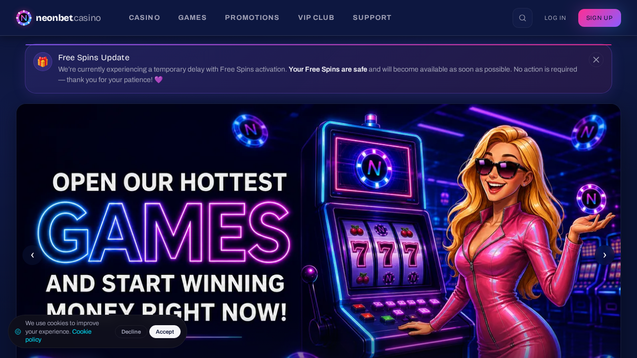 Screenshot of neonbet2.casino captured during the scan
