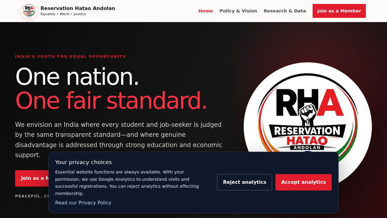 Screenshot of reservationhataoandolan.in captured during the scan