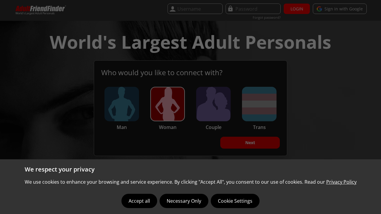 Screenshot of www.adultfriendfinder.com captured during the scan